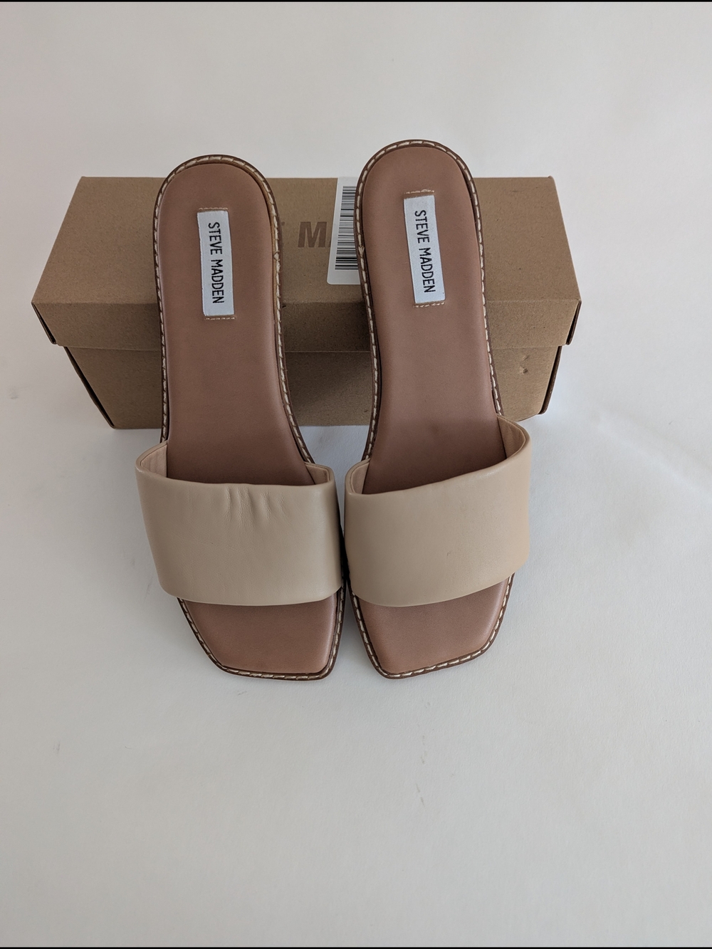 Steve Madden Neutral Tan Wide Strap Slide